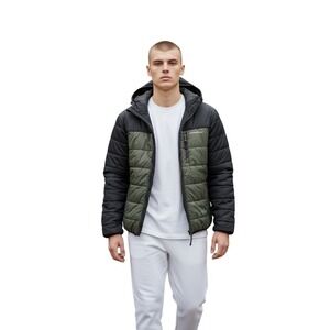 Abercrombie Fitch Puffer Jacket Hooded Quilted Full Zip Brown Size Medium